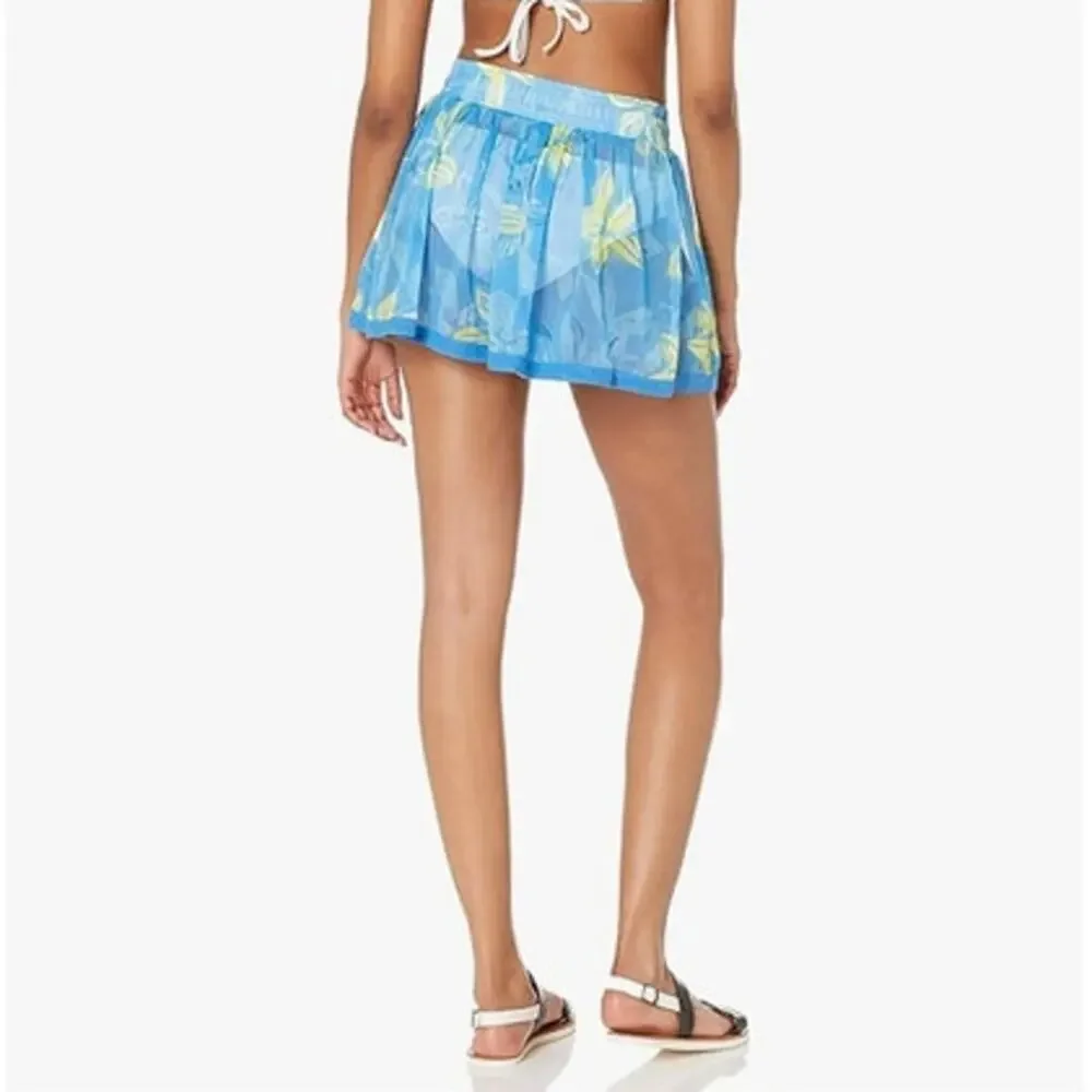 RAMY BROOK Shorts NEW Size S Printed Tessa Semi Sheer Blue Elastic Waist $195 - Picture 2 of 8